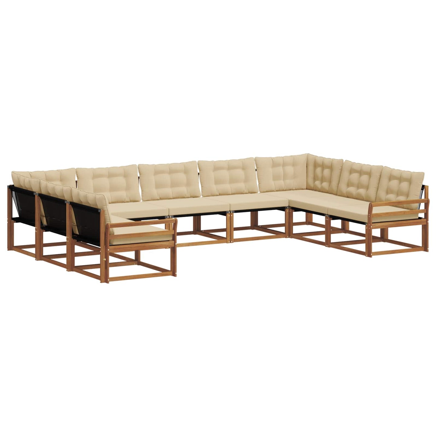 vidaXL Σειρά Καναπέ Εξωτερικού με μαξιλάρι 9 pcs Φυσικό και Μπεζ