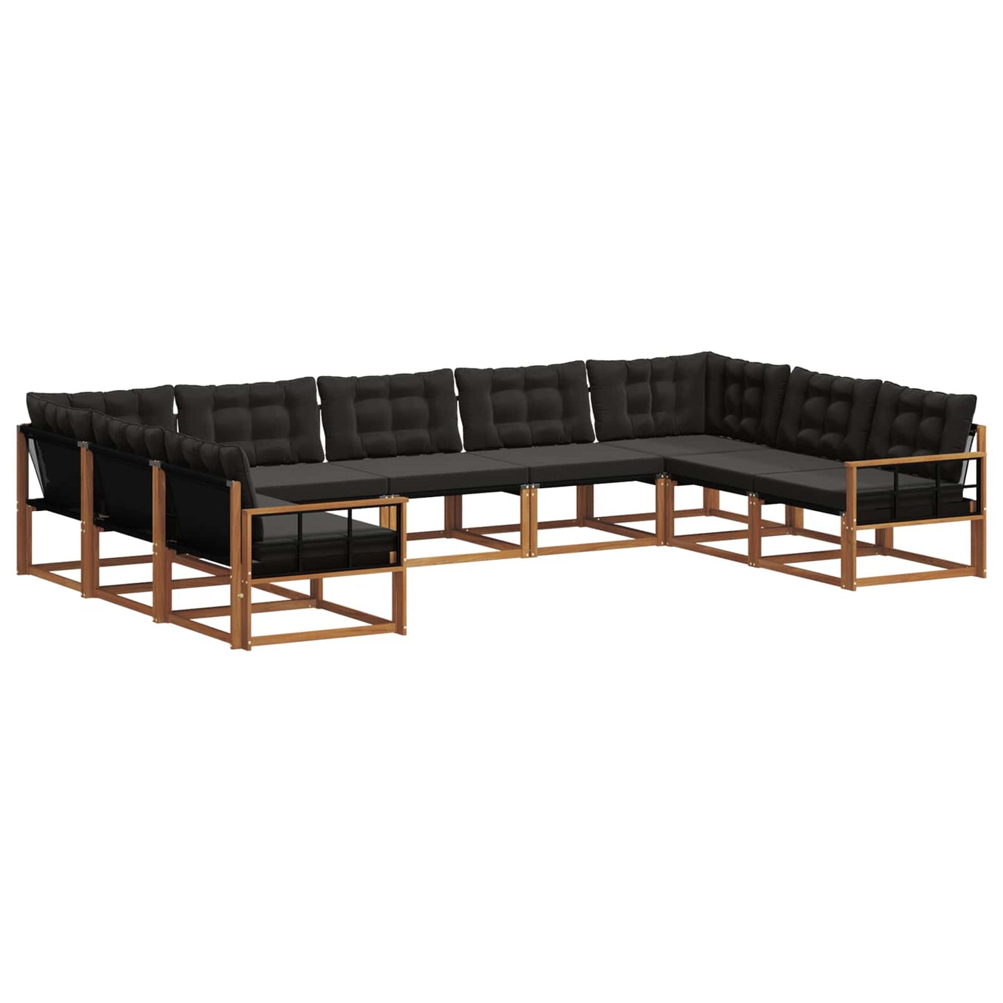 vidaXL Σειρά Καναπέ Εξωτερικού με μαξιλάρι 9 pcs Φυσικό και Μαύρο