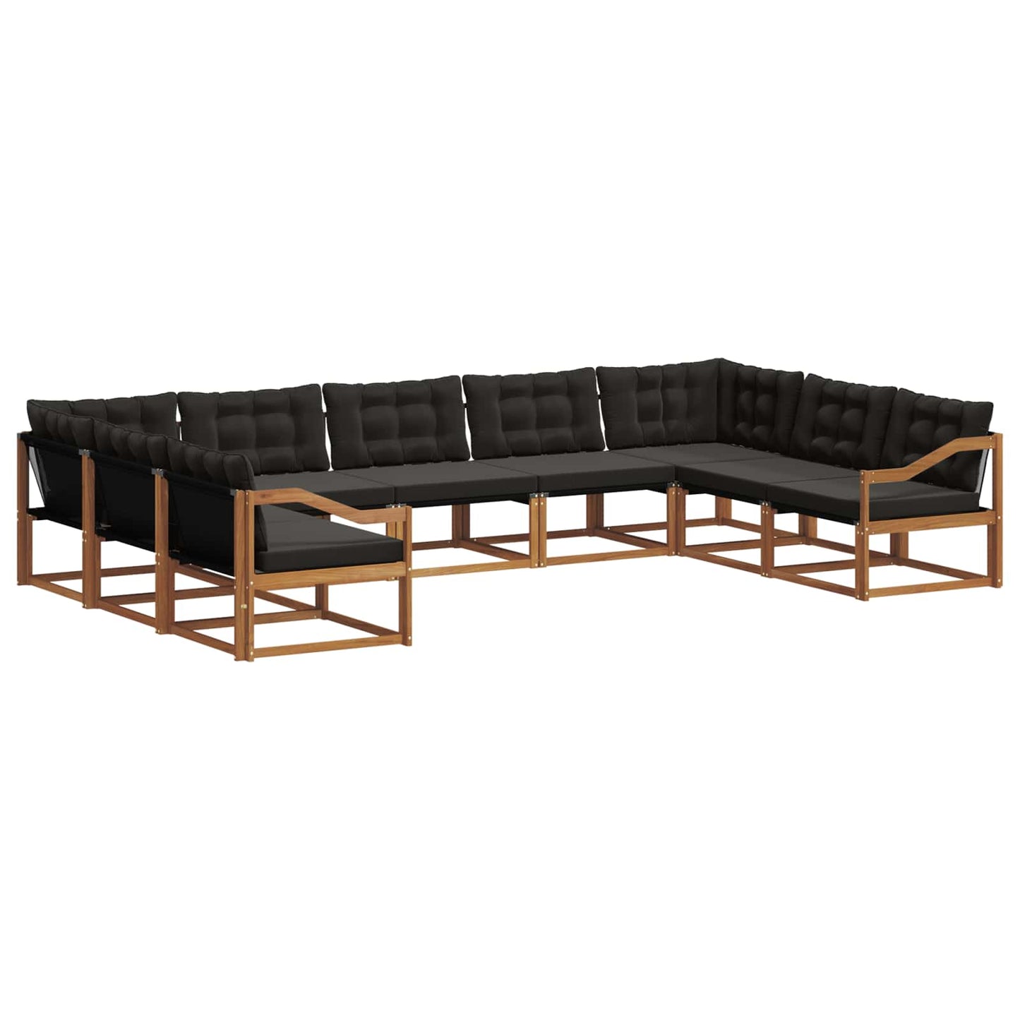 vidaXL Σειρά Καναπέ Εξωτερικού με μαξιλάρι 9 pcs Φυσικό και Μαύρο