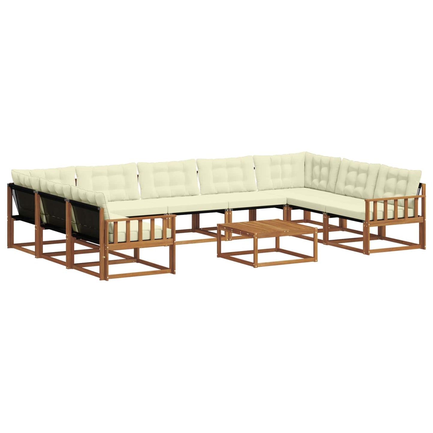 vidaXL Σειρά Καναπέ Εξωτερικού με μαξιλάρι 10 pcs Φυσικό και Κρέμα
