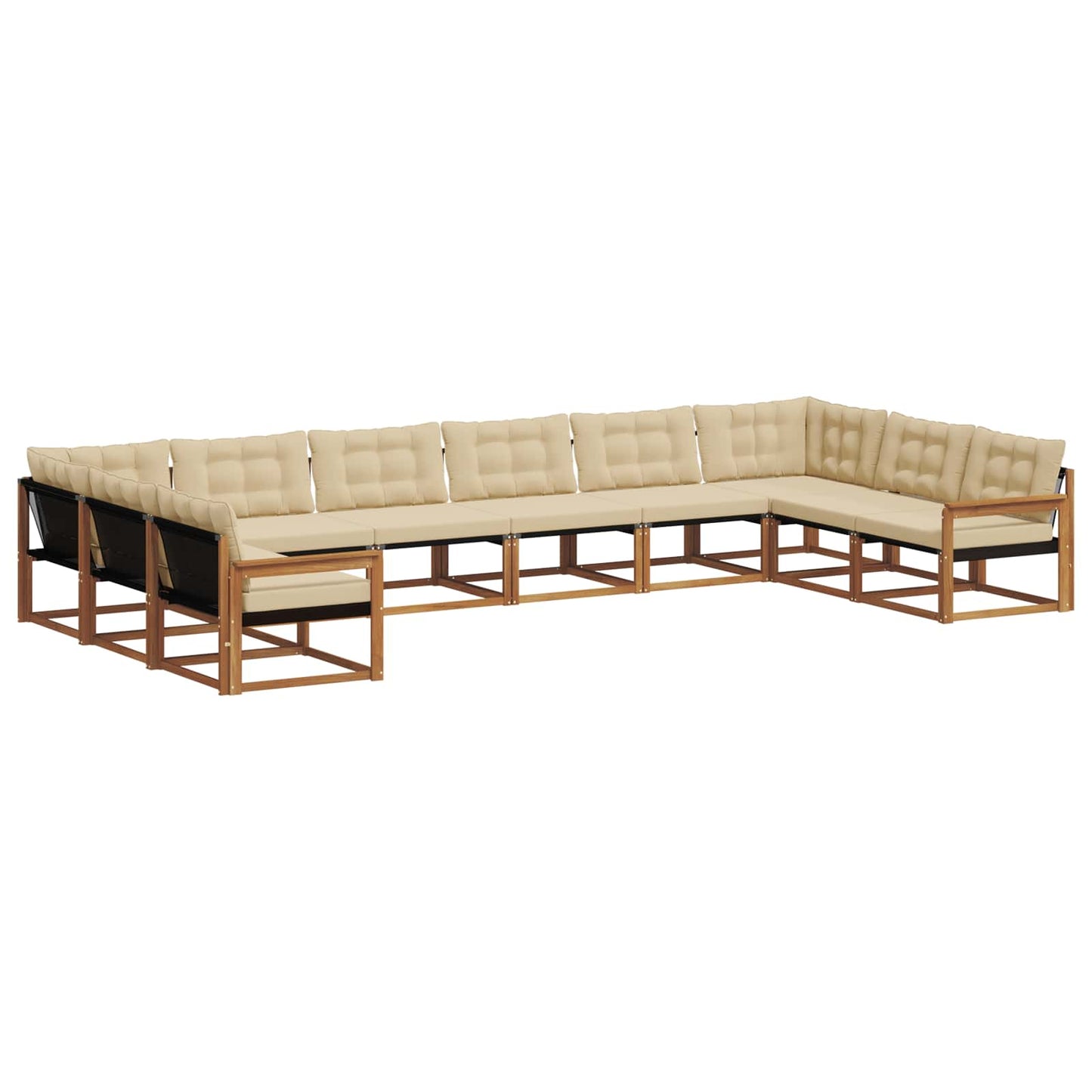 vidaXL Σειρά Καναπέ Εξωτερικού με μαξιλάρι 10 pcs Φυσικό και Μπεζ