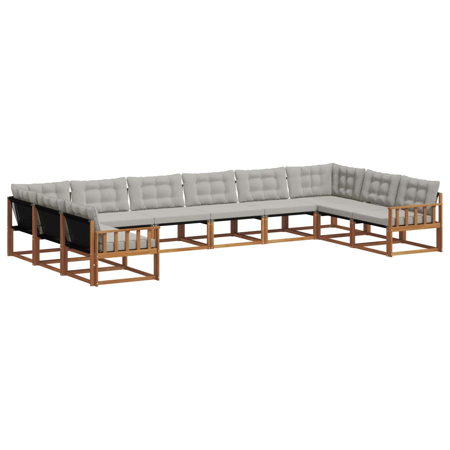 vidaXL Σειρά Καναπέ Εξωτερικού 10 pcs Φυσικό και Ανοιχτό Γκρι