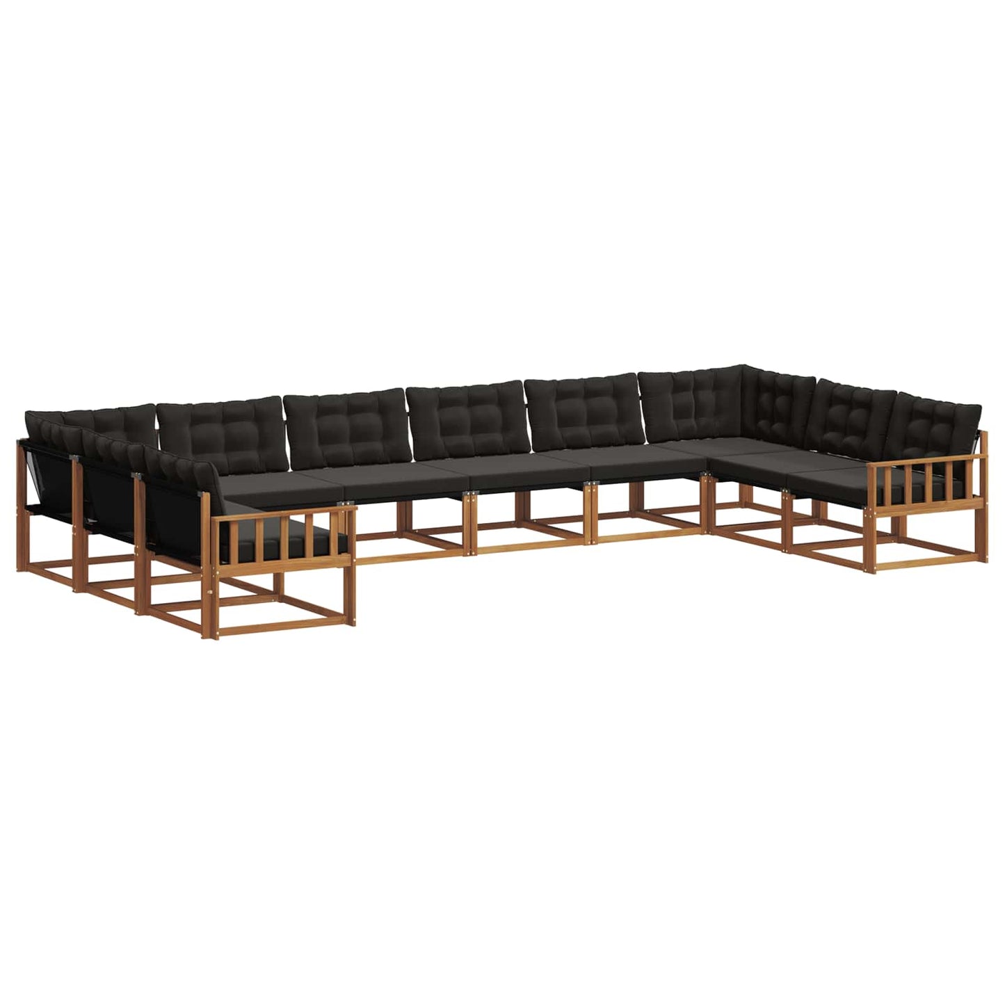 vidaXL Σειρά Καναπέ Εξωτερικού με μαξιλάρι 10 pcs Φυσικό και Μαύρο
