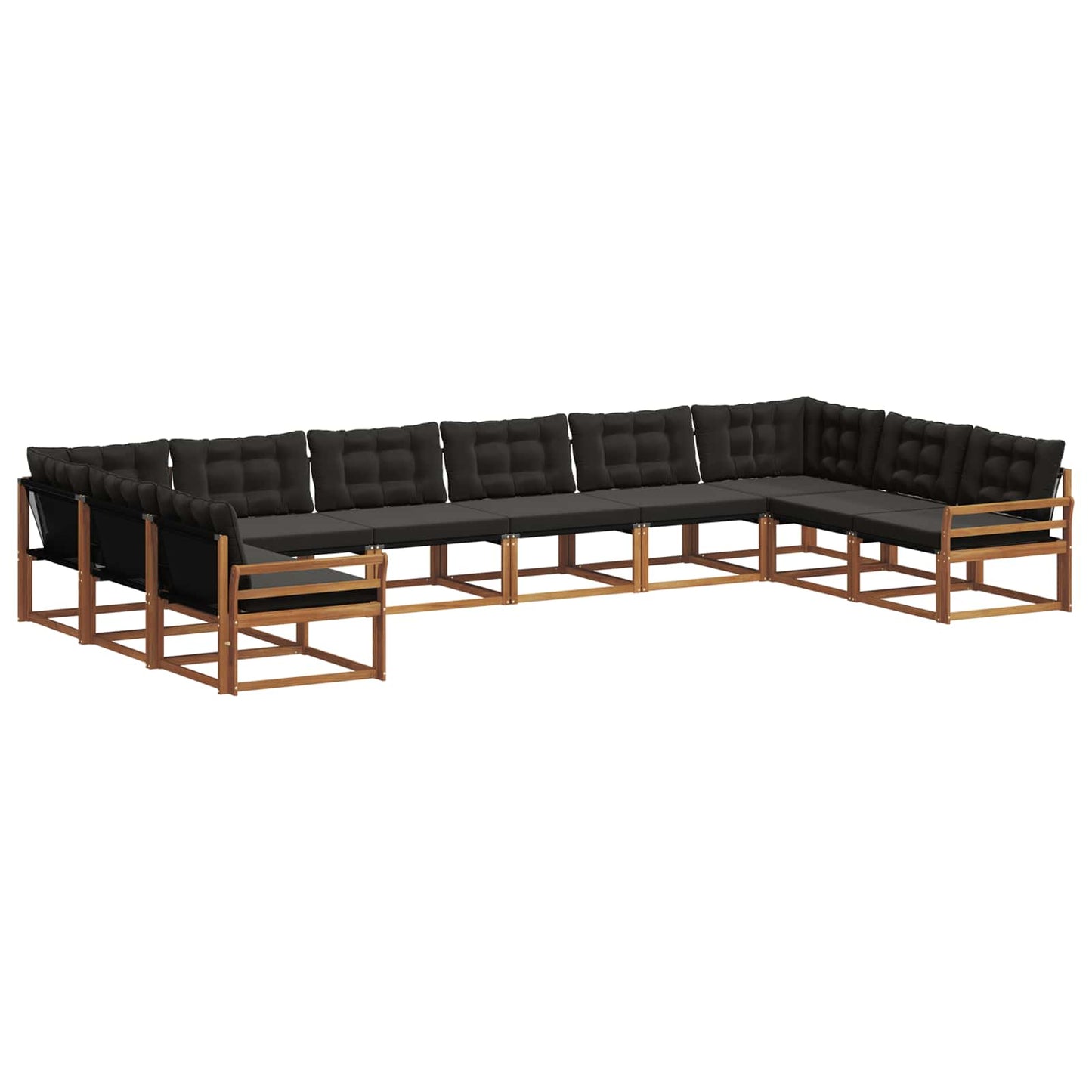 vidaXL Σειρά Καναπέ Εξωτερικού με μαξιλάρι 10 pcs Φυσικό και Μαύρο