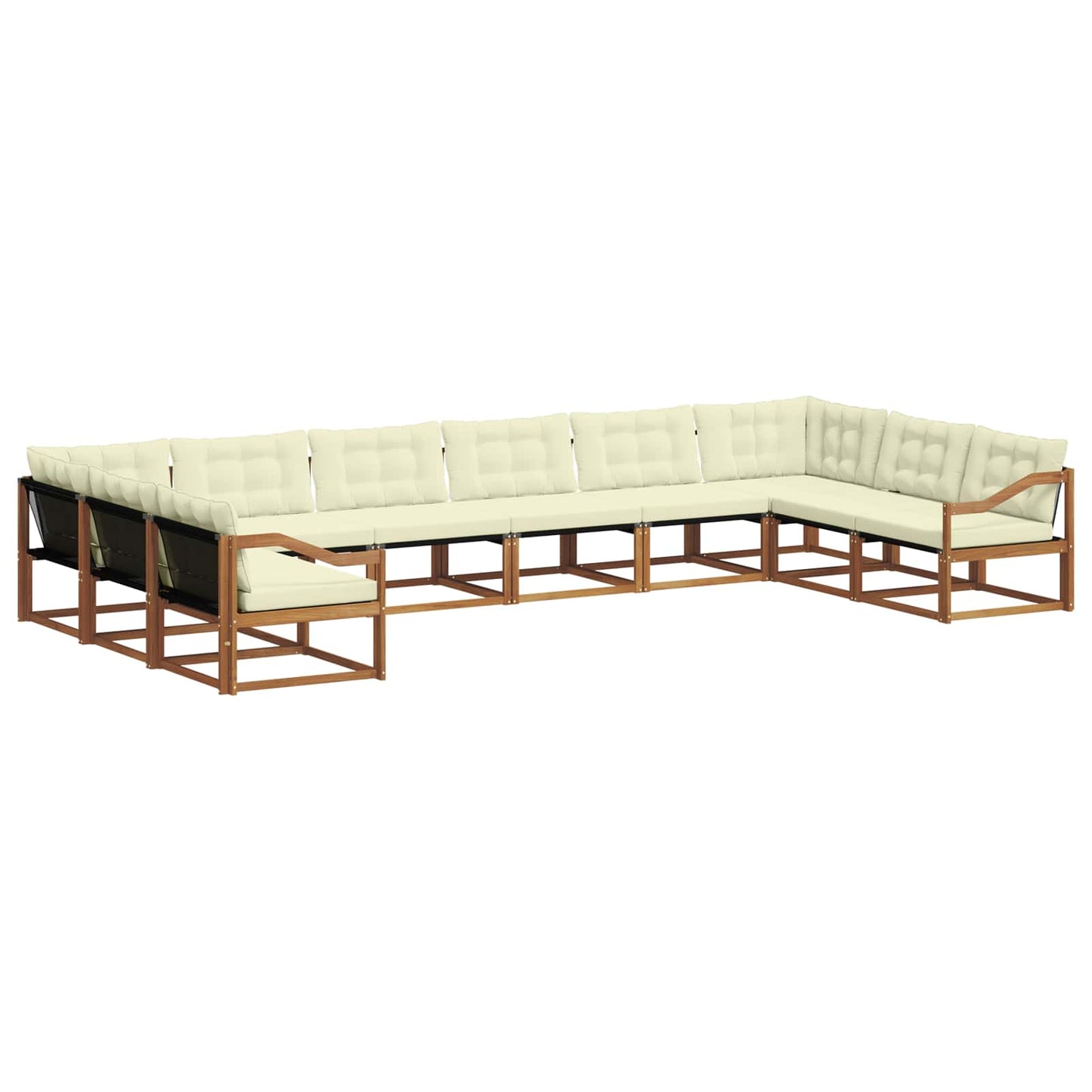 vidaXL Σειρά Καναπέ Εξωτερικού με μαξιλάρι 10 pcs Φυσικό και Κρέμα
