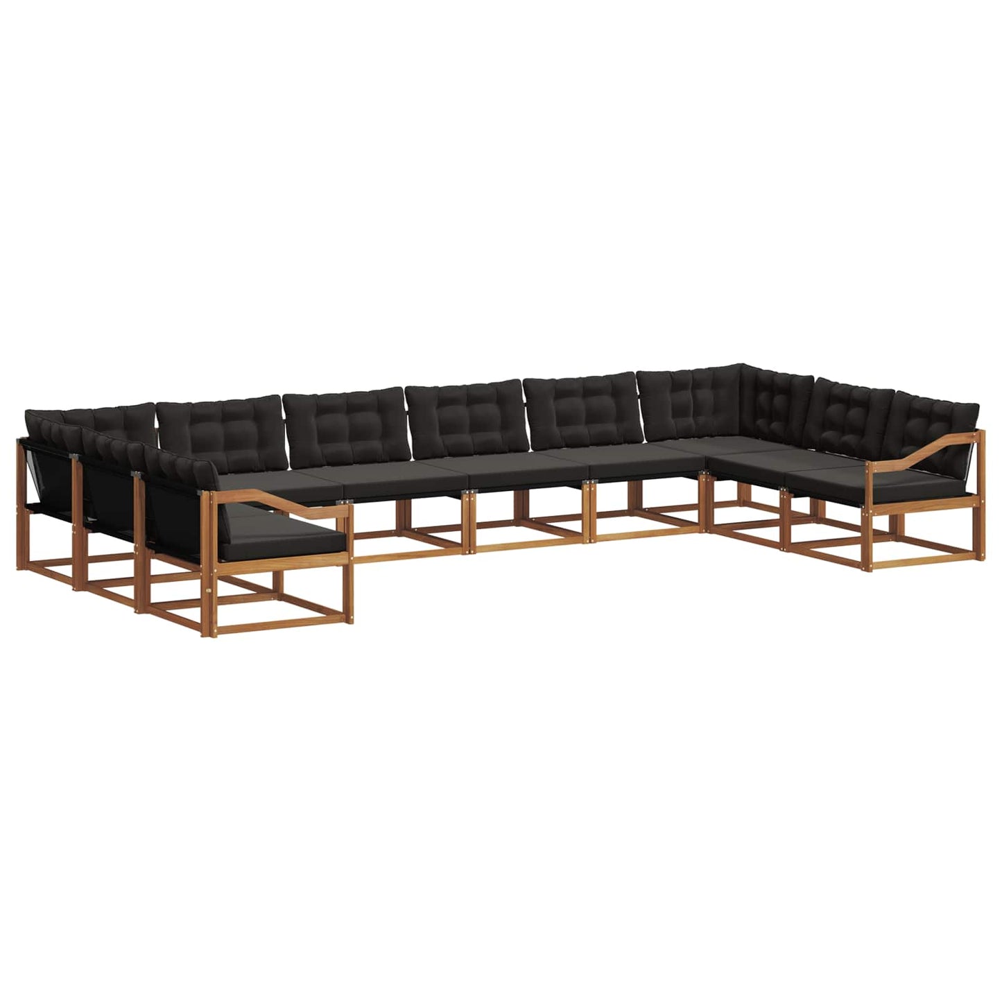 vidaXL Σειρά Καναπέ Εξωτερικού με μαξιλάρι 10 pcs Φυσικό και Μαύρο