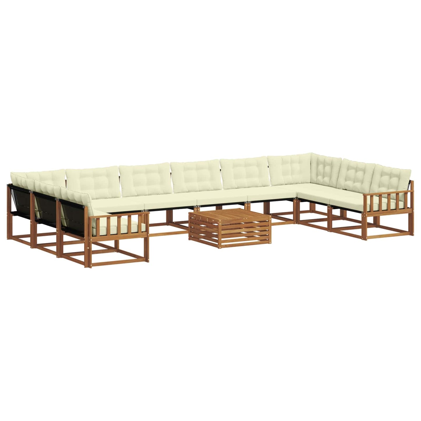 vidaXL Σειρά Καναπέ Εξωτερικού με μαξιλάρι 11 pcs Φυσικό και Κρέμα