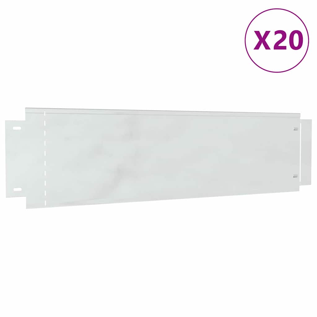 vidaXL Περιγράμματα γκαζόν 20 τμχ. 100 x 25 x 0,07 εκ. Ασημί