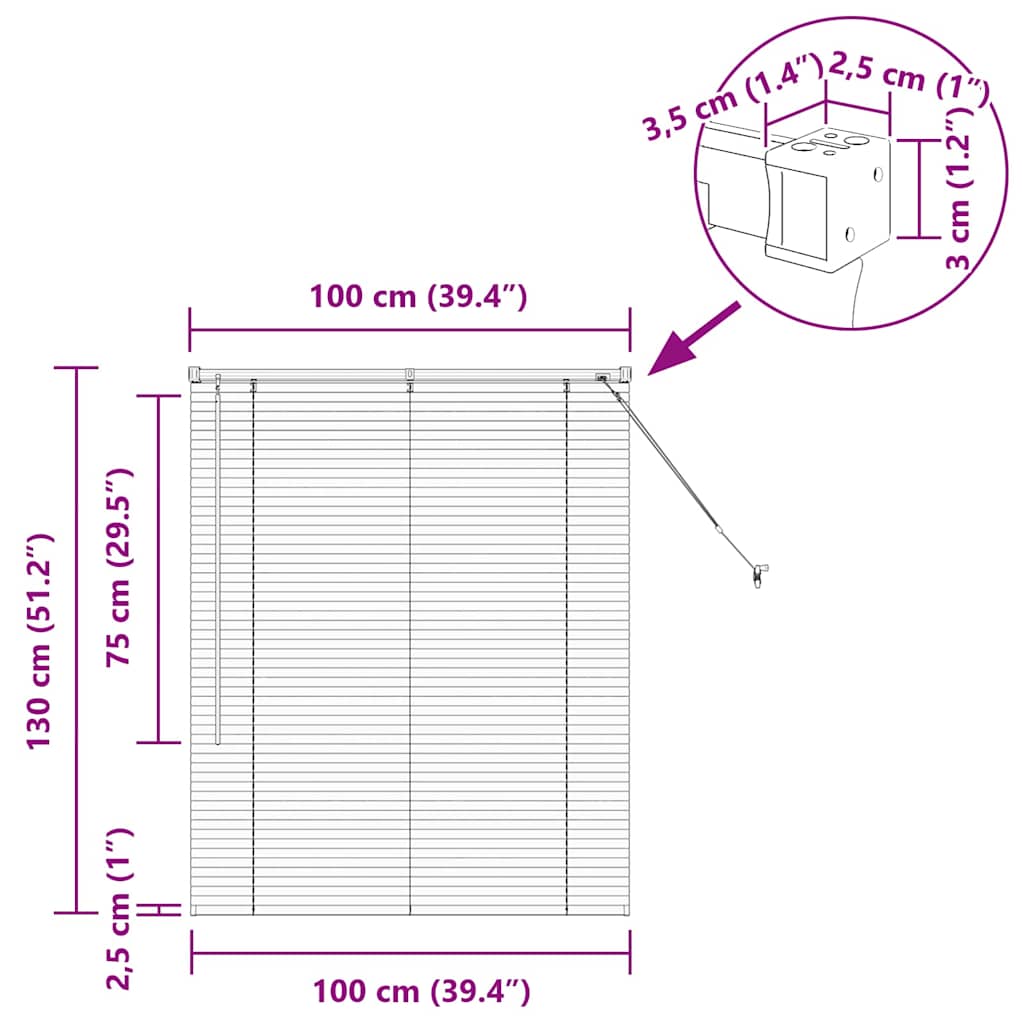 vidaXL Βενετσιάνικες Ρόδες Μαύρο 130 x 100 cm Αλουμίνιο