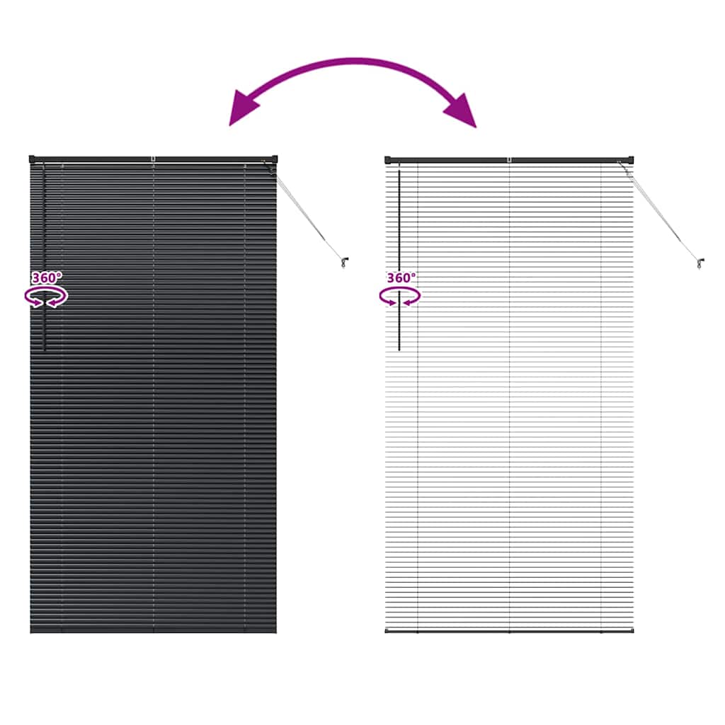 vidaXL Βενετσιάνικες Ρόδες Μαύρο 220 x 110 cm Αλουμίνιο