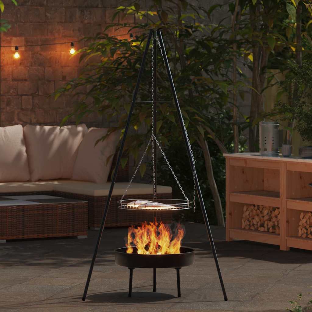 vidaXL Τρίποδο Μαγειρέματος Με Grill Grate Και Τηγάνι Φωτιάς 170 εκ.