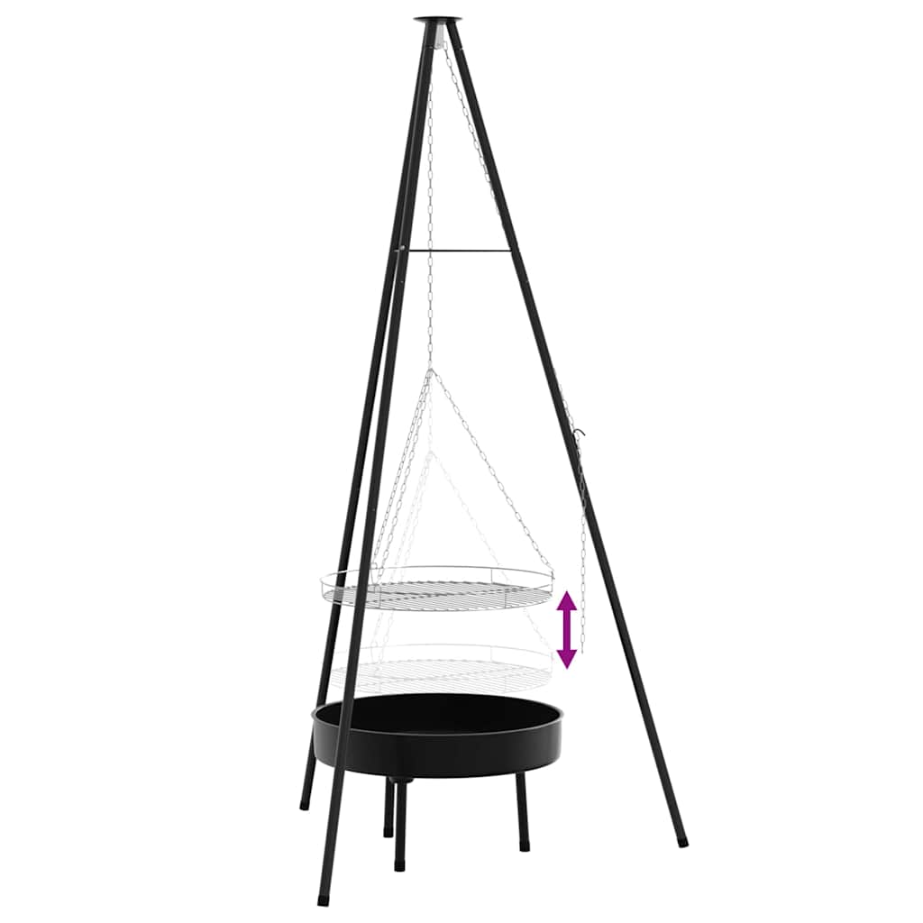 vidaXL Τρίποδο Μαγειρέματος Με Grill Grate Και Τηγάνι Φωτιάς 170 εκ.