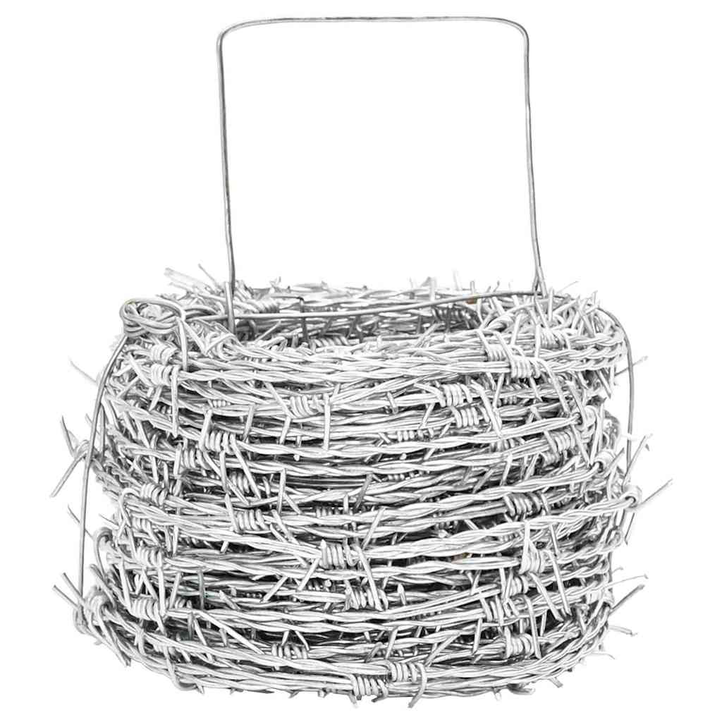 vidaXL Αγκαθωτό Σύρμα Ασημί 50 m Γαλβανισμένος χάλυβας με θερμή βύθιση