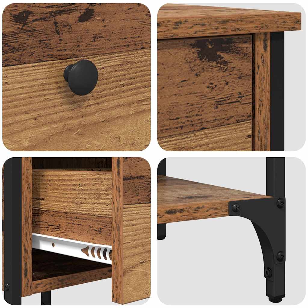 vidaXL Κομοδίνο Καφέ 33.5 x 36 x 70 εκ Στερεό Ανακτηθέν Ξύλο