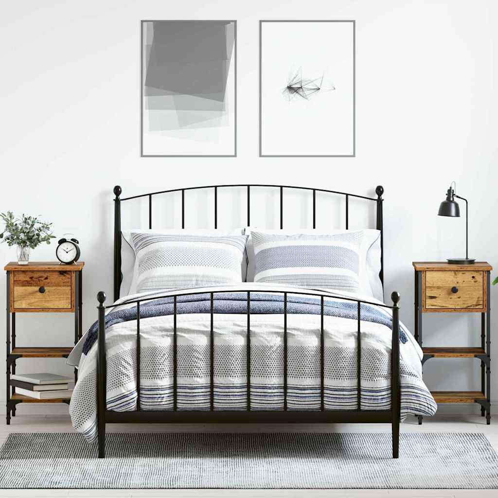 vidaXL Κομοδίνο 2 pcs Καφέ 33.5 x 36 x 70 εκ Στερεό Ανακτηθέν Ξύλο