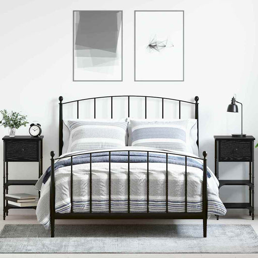 vidaXL Κομοδίνο με συρτάρι 2 pcs Μαύρη Οξυά 33.5 x 36 x 70 εκ