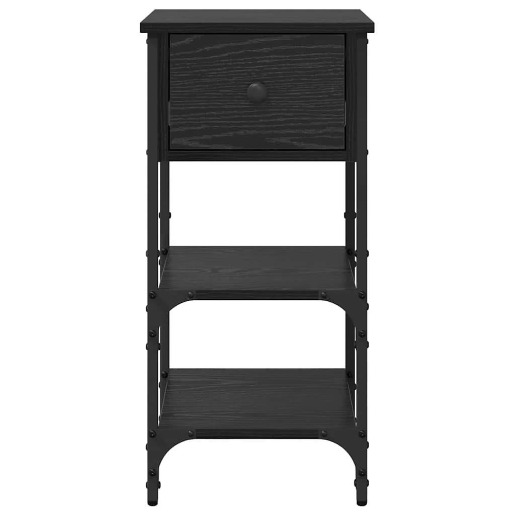 vidaXL Κομοδίνο με συρτάρι 2 pcs Μαύρη Οξυά 33.5 x 36 x 70 εκ