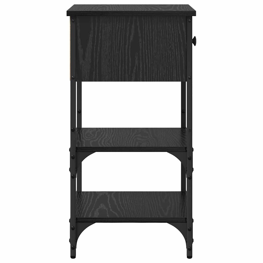 vidaXL Κομοδίνο με συρτάρι 2 pcs Μαύρη Οξυά 33.5 x 36 x 70 εκ