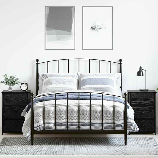 vidaXL Κομοδίνο 2 pcs Μαύρη Οξυά 40 x 36 x 60 εκ Στερεό Ανακτηθέν Ξύλο