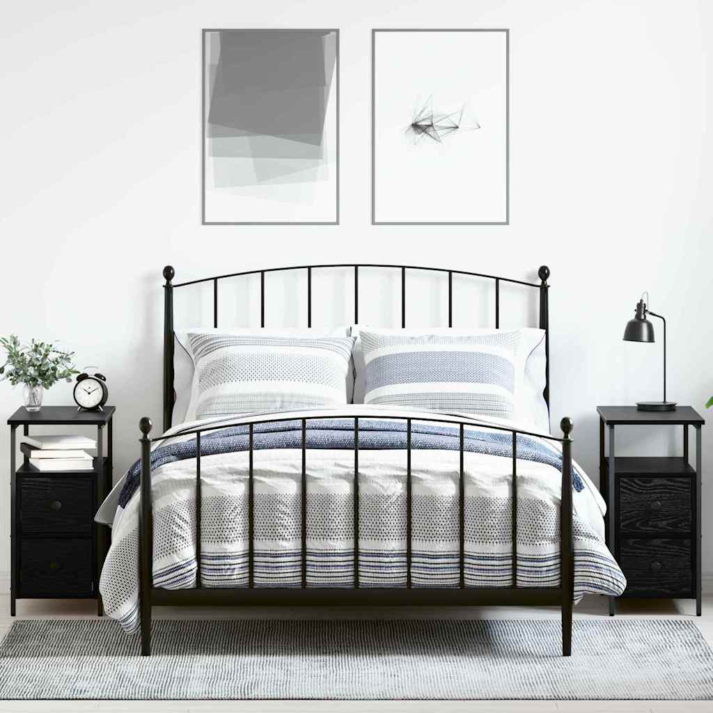 vidaXL Κομοδίνο 2 pcs Μαύρη δρυς 30 x 60 x 60 εκ. Επεξεργασμένο ξύλο