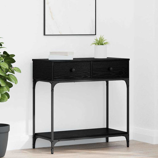 vidaXL Τραπέζι κονσόλας με συρτάρι Μαύρη δρυς 75 x 34,5 x 75 εκ