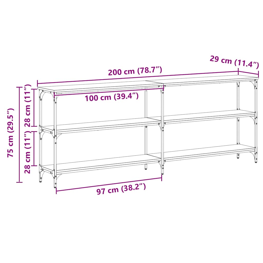 vidaXL Τραπέζι κονσόλας Παλιό Ξύλο 200 x 29 x 75 cm