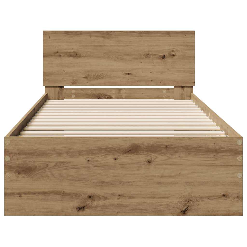 vidaXL Σκελετός Κρεβατιού Artisan Oak 90 x 200 cm Επεξεργασμένο ξύλο