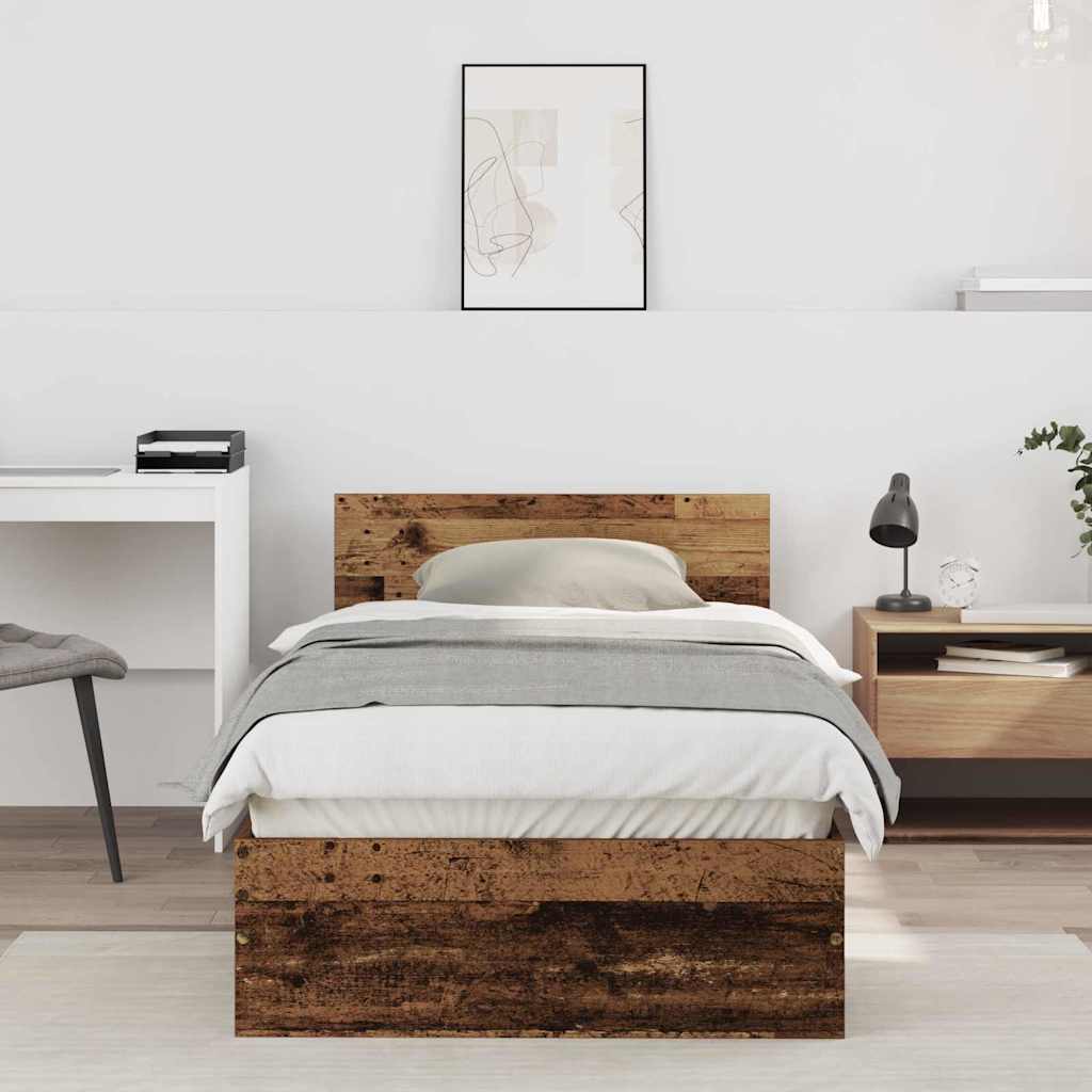 vidaXL Σκελετός Κρεβατιού Παλαιό ξύλο 90 x 190 cm Επεξεργασμένο ξύλο