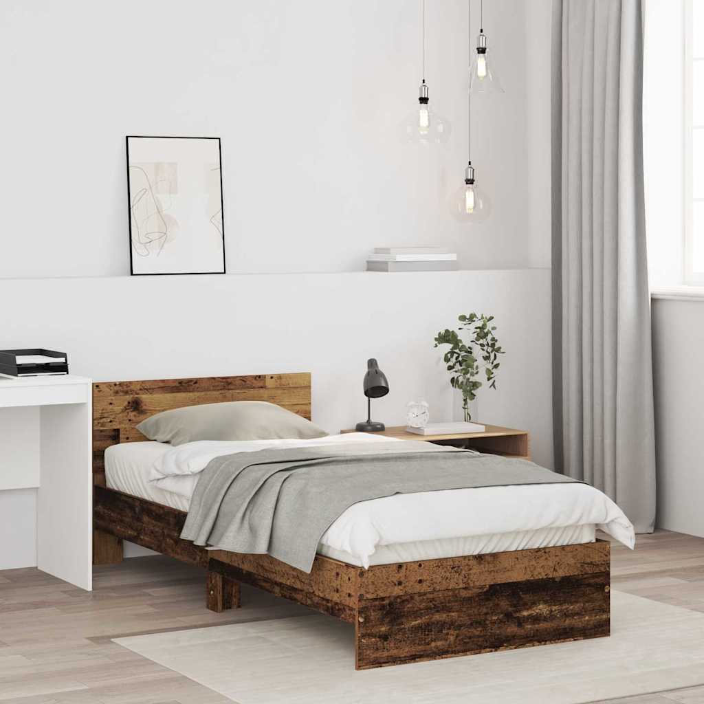 vidaXL Σκελετός Κρεβατιού Παλαιό ξύλο 90 x 190 cm Επεξεργασμένο ξύλο