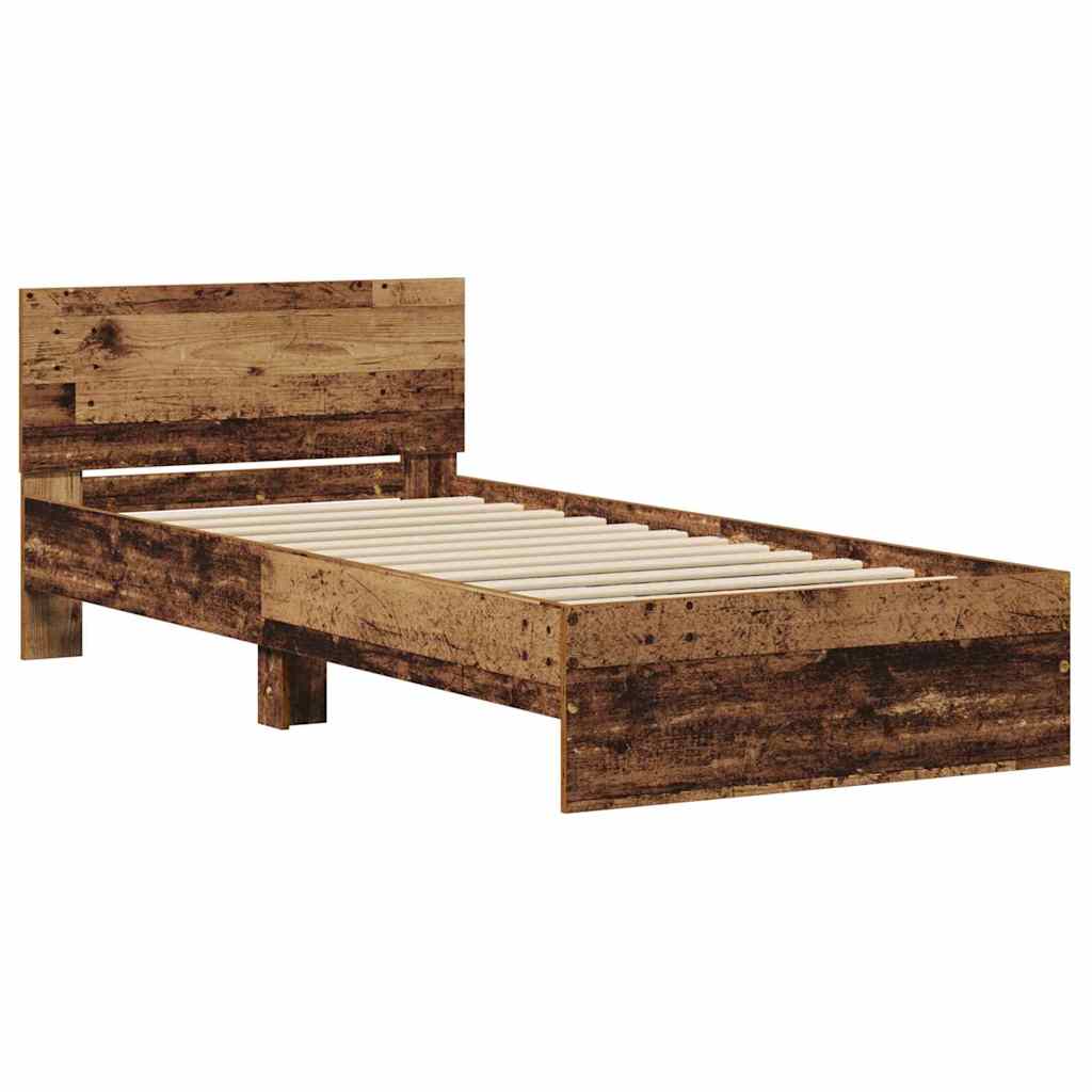 vidaXL Σκελετός Κρεβατιού Παλαιό ξύλο 90 x 190 cm Επεξεργασμένο ξύλο