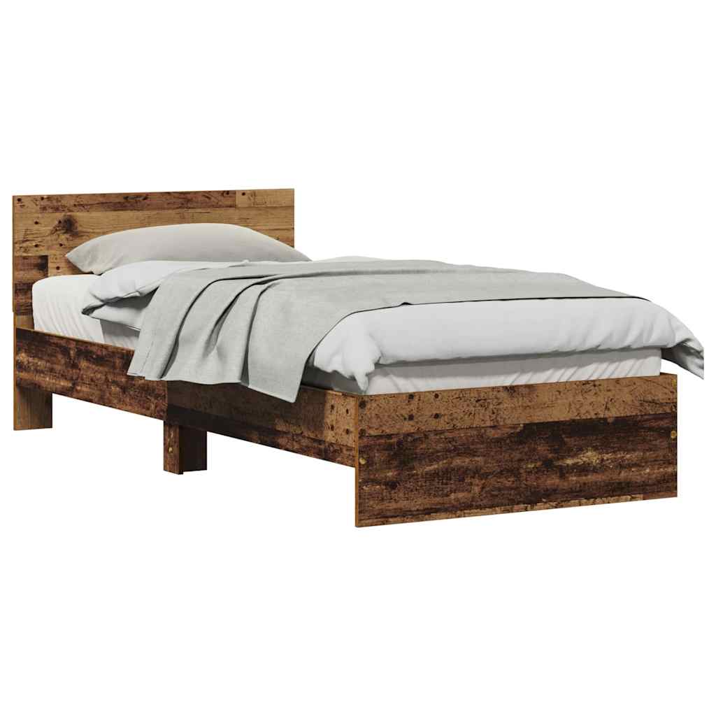 vidaXL Σκελετός Κρεβατιού Παλαιό ξύλο 90 x 190 cm Επεξεργασμένο ξύλο