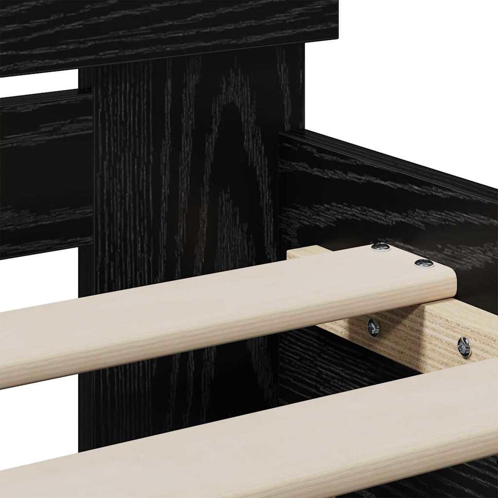 vidaXL Σκελετός Κρεβατιού Μαύρη Οξυά 90 x 190 cm Επεξεργασμένο ξύλο