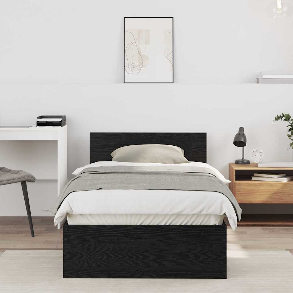 vidaXL Σκελετός Κρεβατιού Μαύρη Οξυά 90 x 190 cm Επεξεργασμένο ξύλο