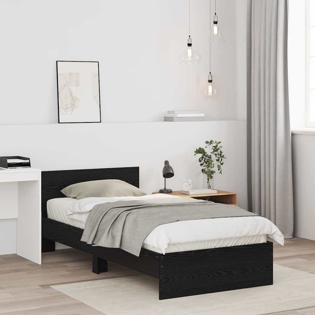 vidaXL Σκελετός Κρεβατιού Μαύρη Οξυά 90 x 190 cm Επεξεργασμένο ξύλο