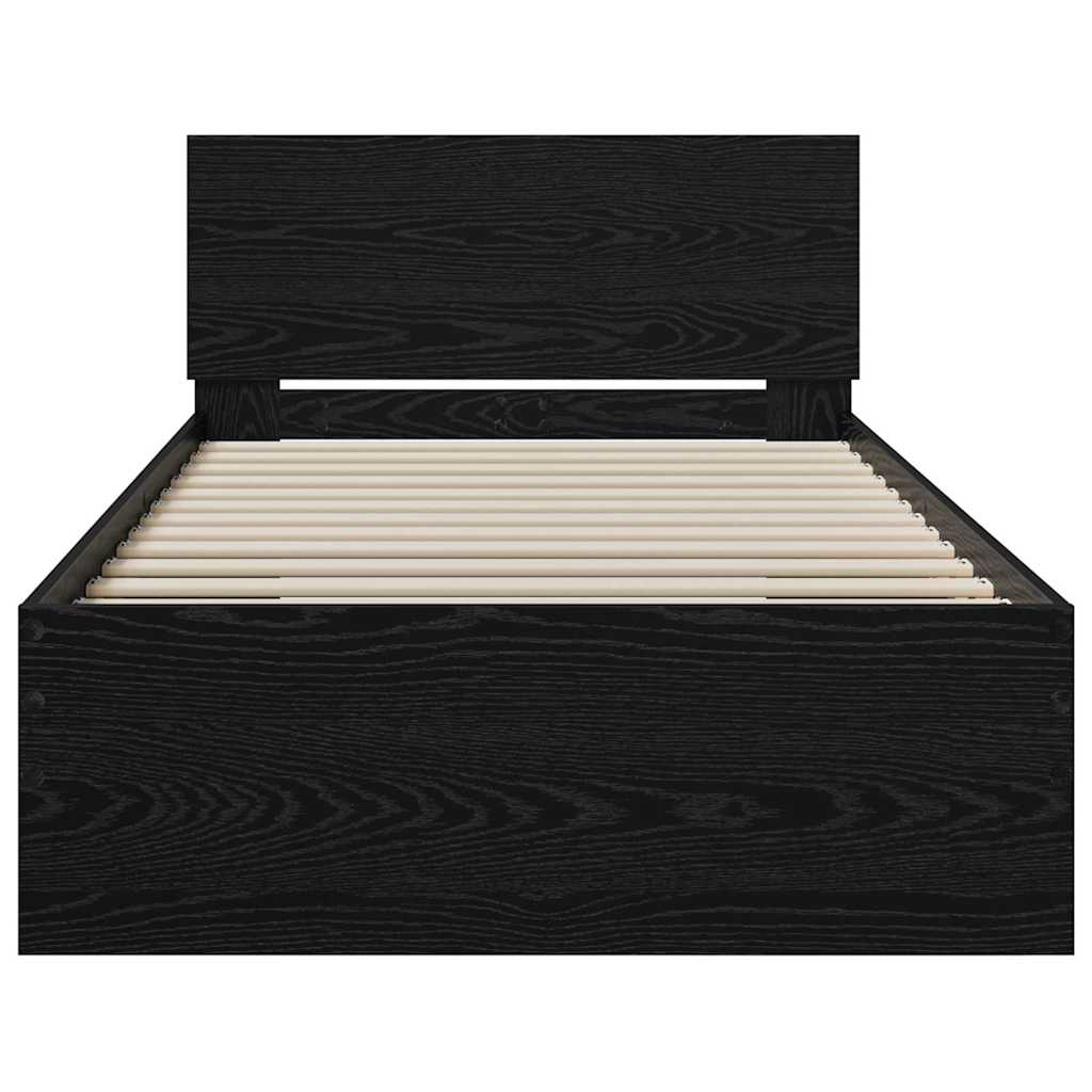 vidaXL Σκελετός Κρεβατιού Μαύρη Οξυά 90 x 190 cm Επεξεργασμένο ξύλο