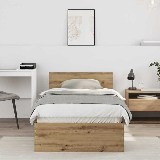 vidaXL Σκελετός Κρεβατιού artisan δρυς 75 x 190 cm Επεξεργασμένο ξύλο