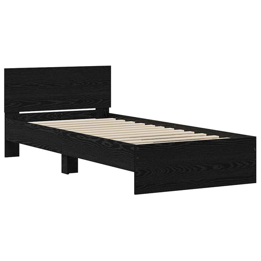 vidaXL Σκελετός Κρεβατιού Μαύρη δρυς 75 x 190 cm Επεξεργασμένο ξύλο