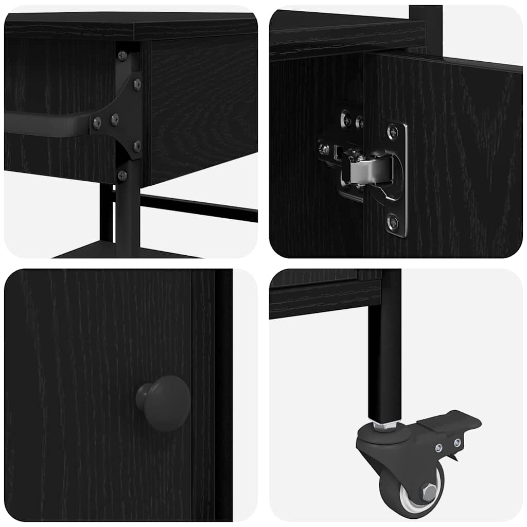 vidaXL Καρότσι Κουζίνας Μαύρη Οξυά 56 x 43 x 89.5 εκ