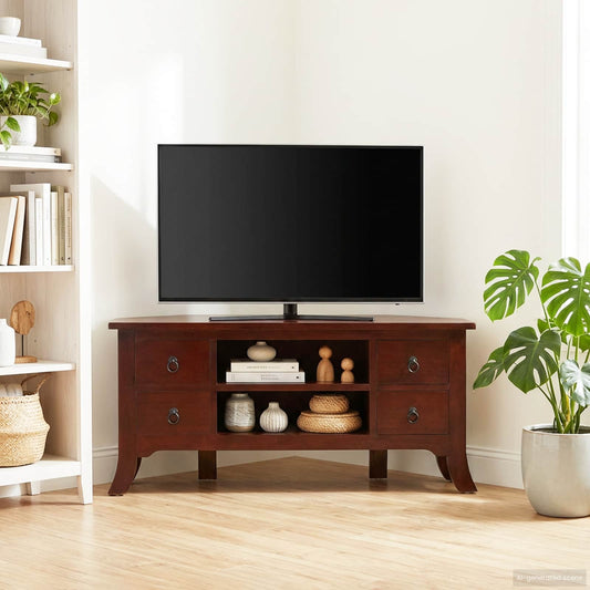 vidaXL Ντουλάπι TV με ράφι Καφέ 100 x 40,5 x 46 εκ. Στερεό ξύλο Μαόνι