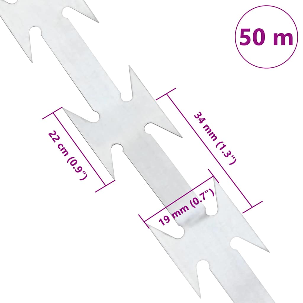 vidaXL Συρματόσχοινο με ξυράφι 50 μ BTO-22 Γαλβανισμένο ατσάλι