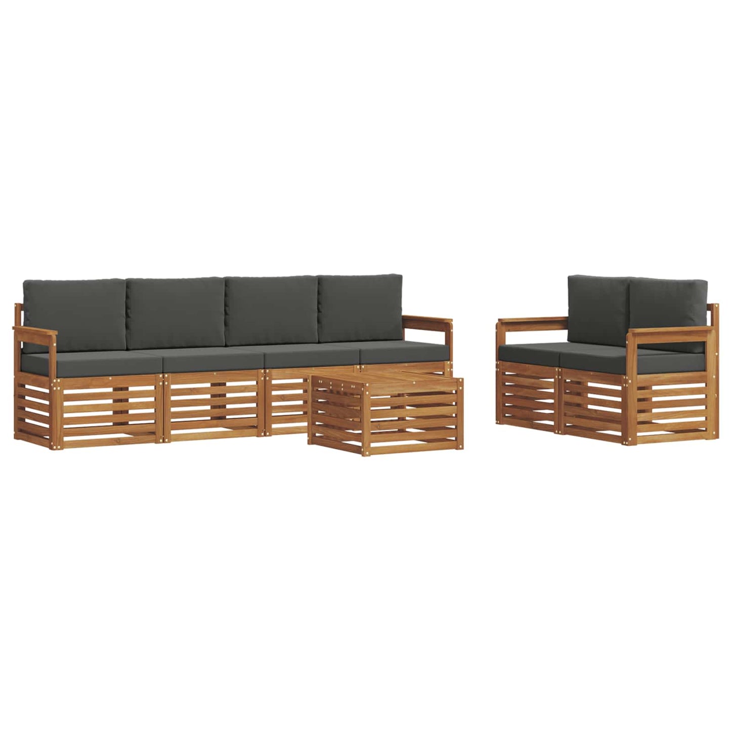 vidaXL Σειρά Καναπέ Εξωτερικού με μαξιλάρι 7 pcs Φυσικό και Ανθρακί