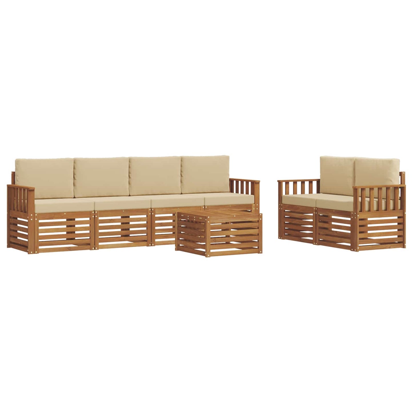 vidaXL Σειρά Καναπέ Εξωτερικού με μαξιλάρι 7 pcs Φυσικό και Μπεζ