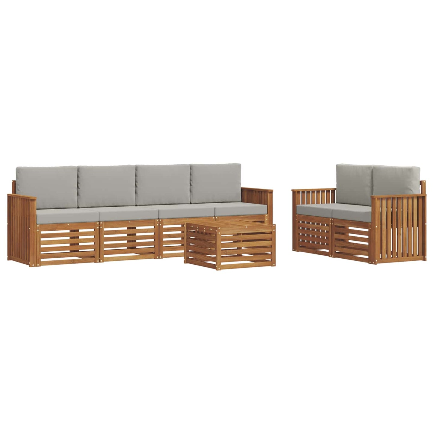 vidaXL Σειρά Καναπέ Εξωτερικού 7 pcs Φυσικό και Ανοιχτό Γκρι