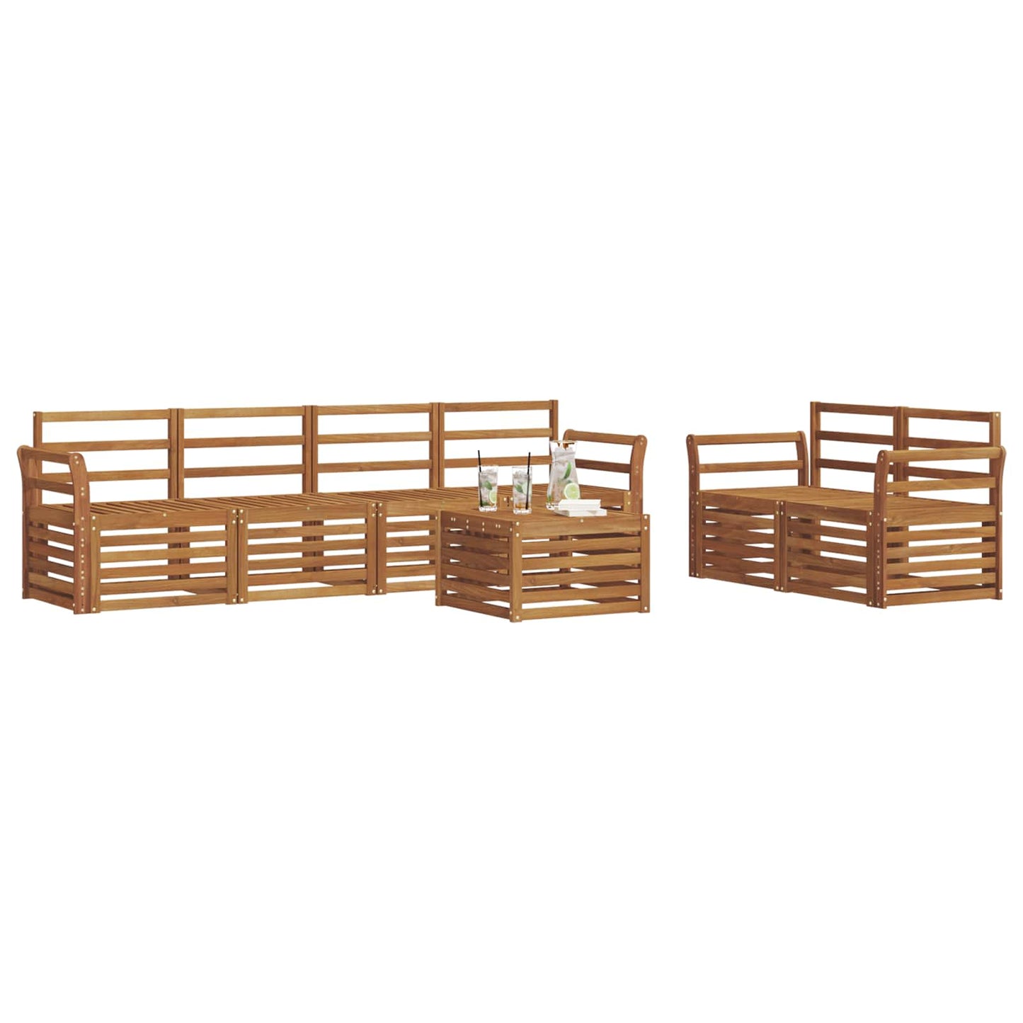 vidaXL Σειρά Καναπέ Εξωτερικού 7 pcs Φυσικό Στερεό Ξύλο Ακακίας