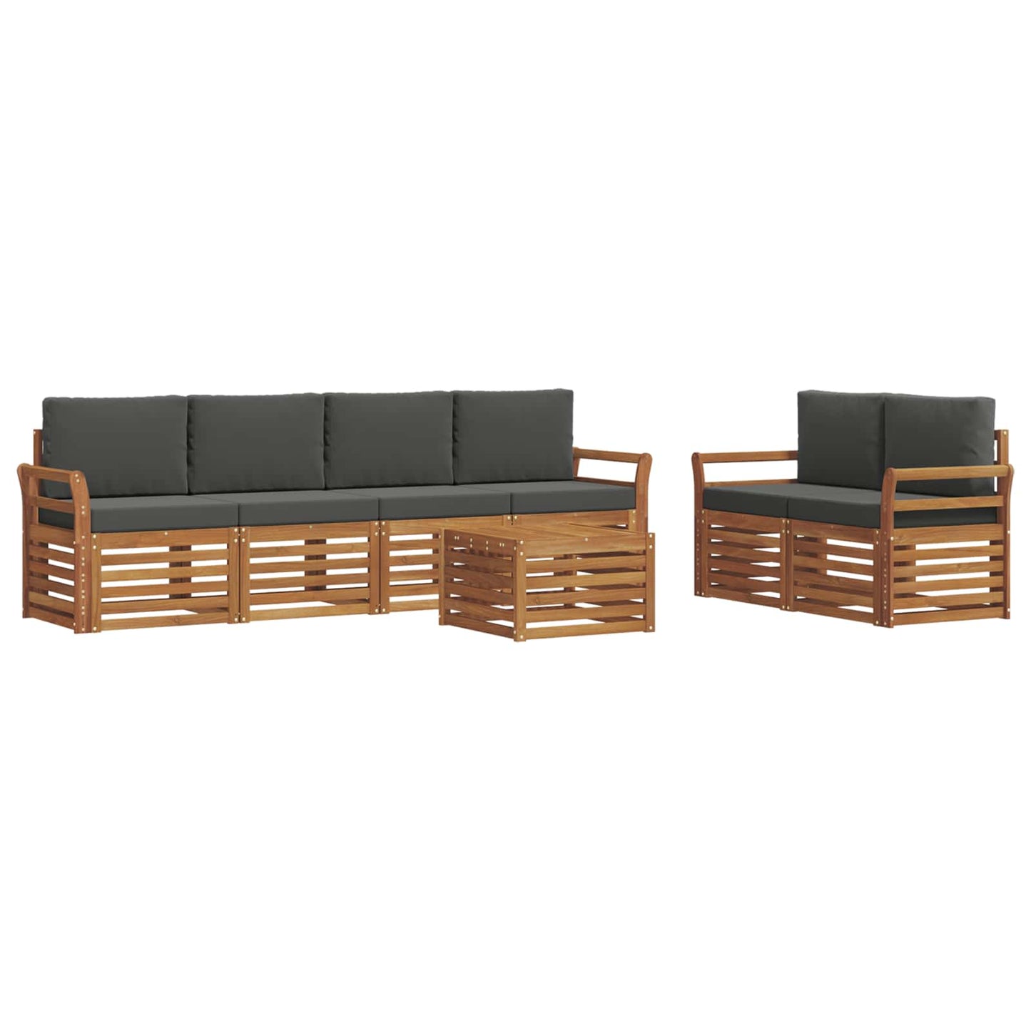 vidaXL Σειρά Καναπέ Εξωτερικού με μαξιλάρι 7 pcs Φυσικό και Ανθρακί