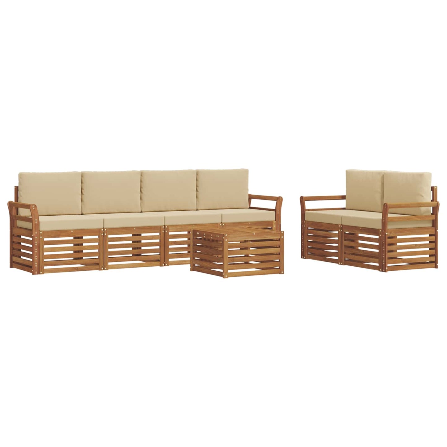 vidaXL Σειρά Καναπέ Εξωτερικού με μαξιλάρι 7 pcs Φυσικό και Μπεζ