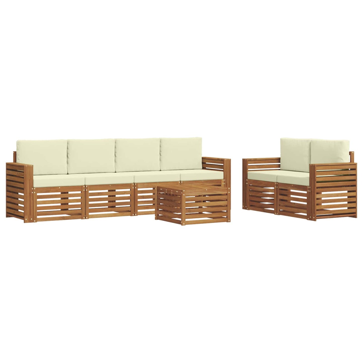 vidaXL Σειρά Καναπέ Εξωτερικού με μαξιλάρι 7 pcs Φυσικό και Κρέμα