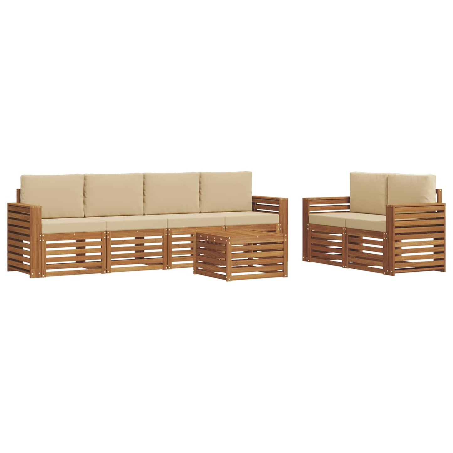 vidaXL Σειρά Καναπέ Εξωτερικού με μαξιλάρι 7 pcs Φυσικό και Μπεζ