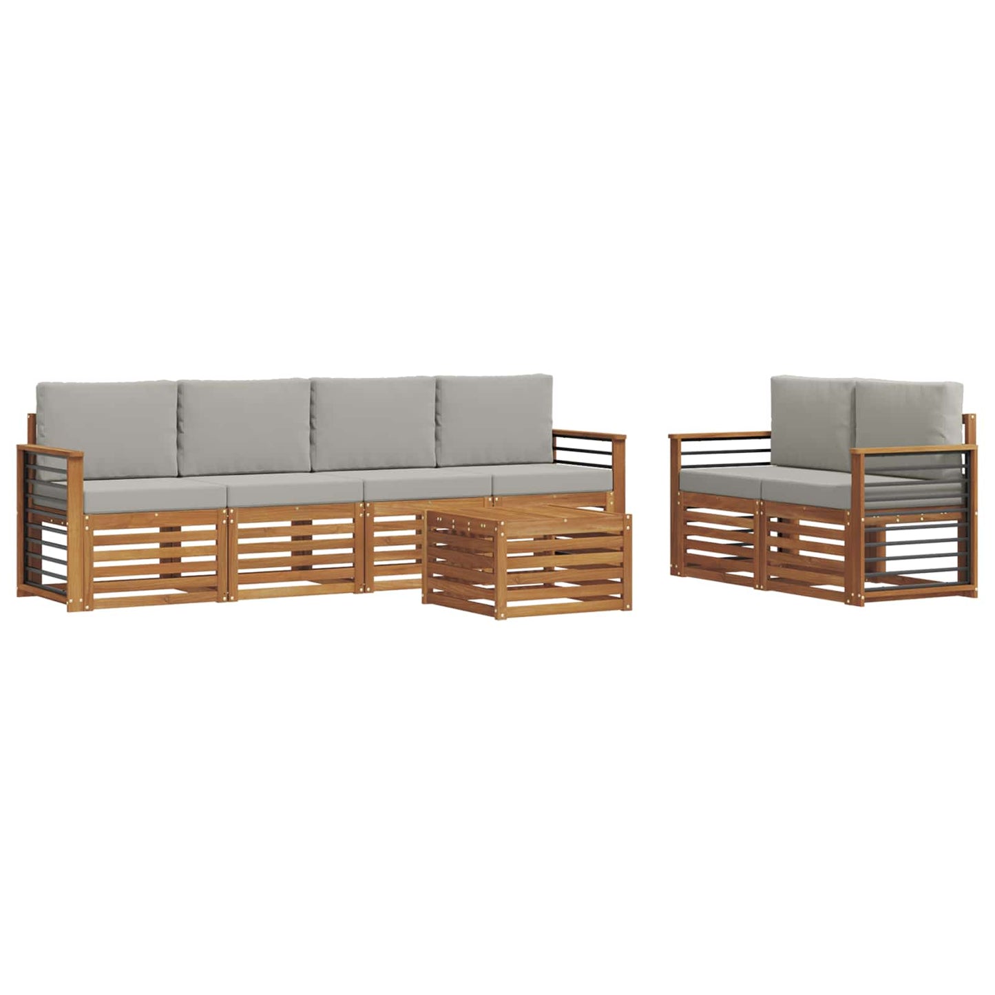 vidaXL Σειρά Καναπέ Εξωτερικού 7 pcs Φυσικό και Ανοιχτό Γκρι