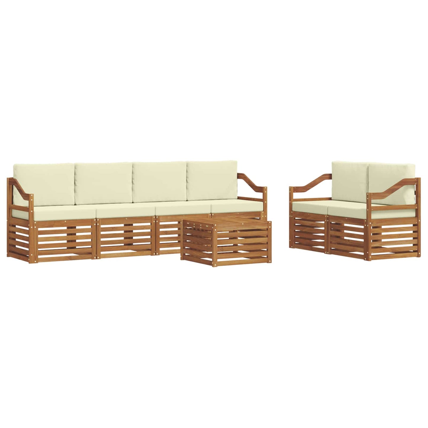 vidaXL Σειρά Καναπέ Εξωτερικού με μαξιλάρι 7 pcs Φυσικό και Κρέμα